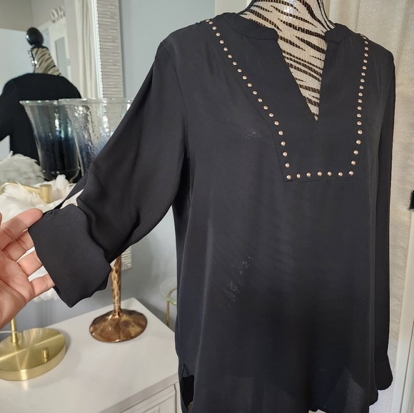 **SOLD**Carmen Marc Valvo black studded top (L) - Picture 3 of 12